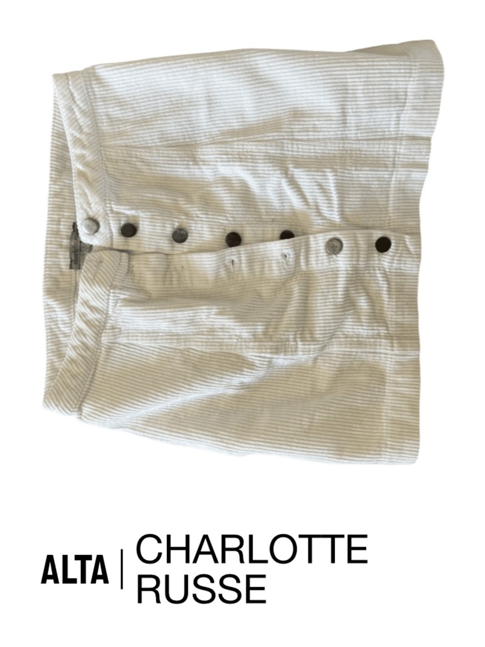 Charlotte Russe White Corduroy Button-Front Skirt